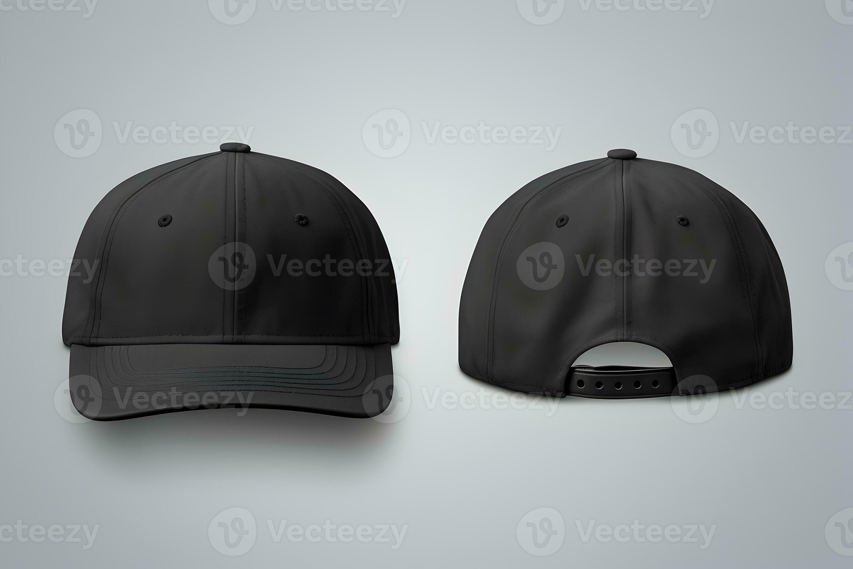 Blank black baseball cap, front and back view for mockup, generative ai ...