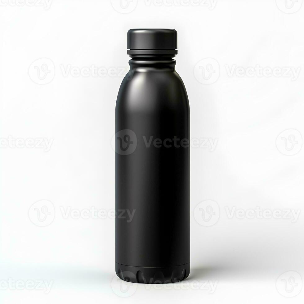 Blank black drink bottle mockup. Generative AI photo