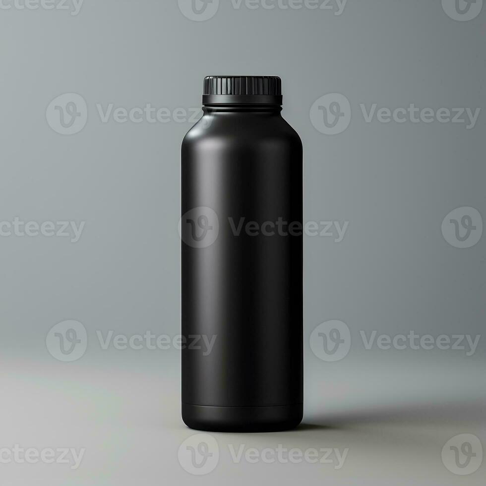 Black drink bottle for design mockup, generative ai photo