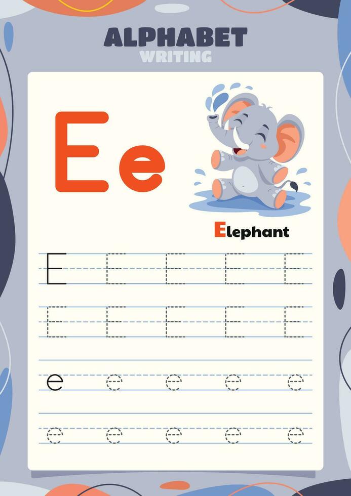 Alphabet Tracing Worksheet Template With Animal vector