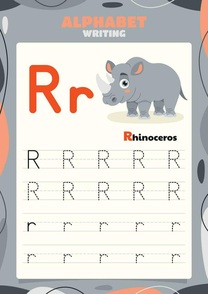 Alphabet Tracing Worksheet Template With Animal vector