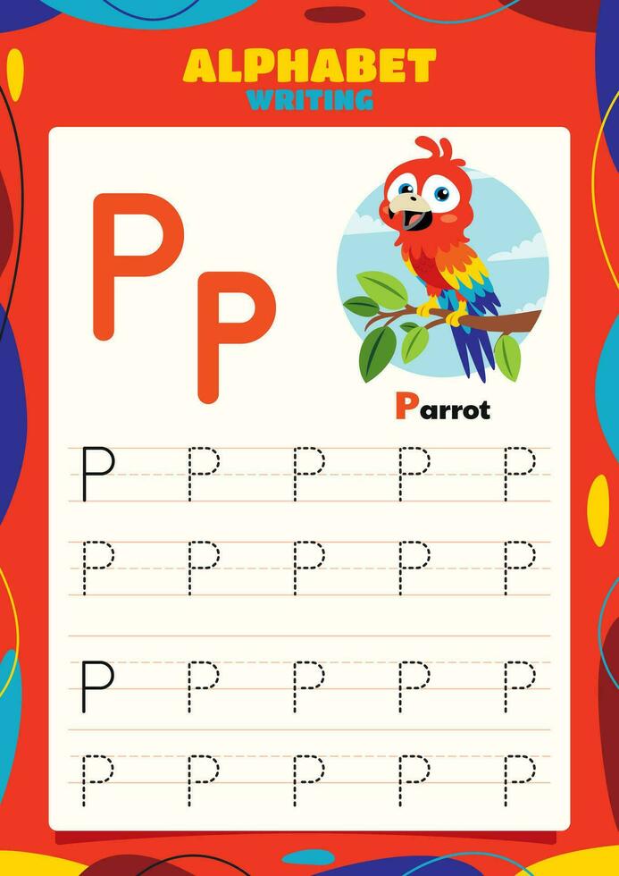 Alphabet Tracing Worksheet Template With Animal vector