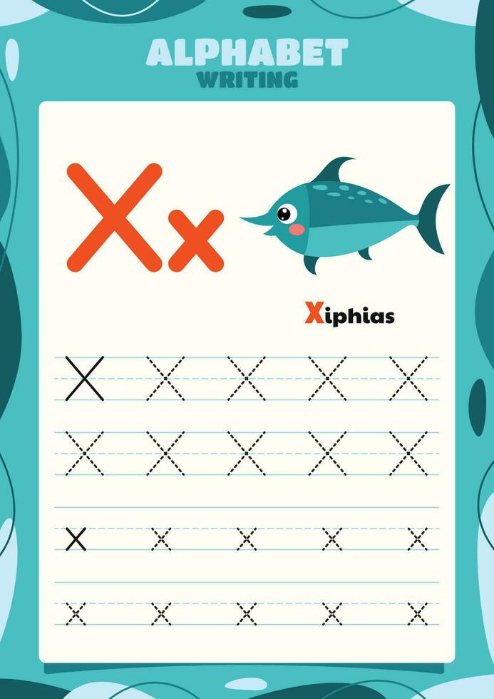 Alphabet Tracing Worksheet Template With Animal vector