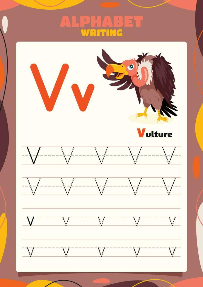 Alphabet Tracing Worksheet Template With Animal vector