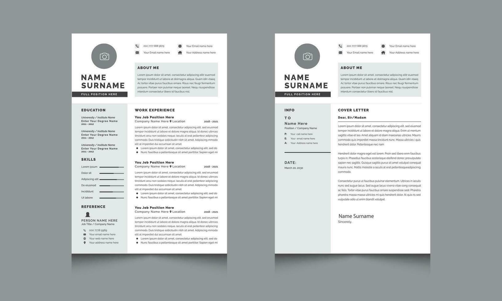 Minimalist Resume Layout and Elegant CV Resume Layout vector