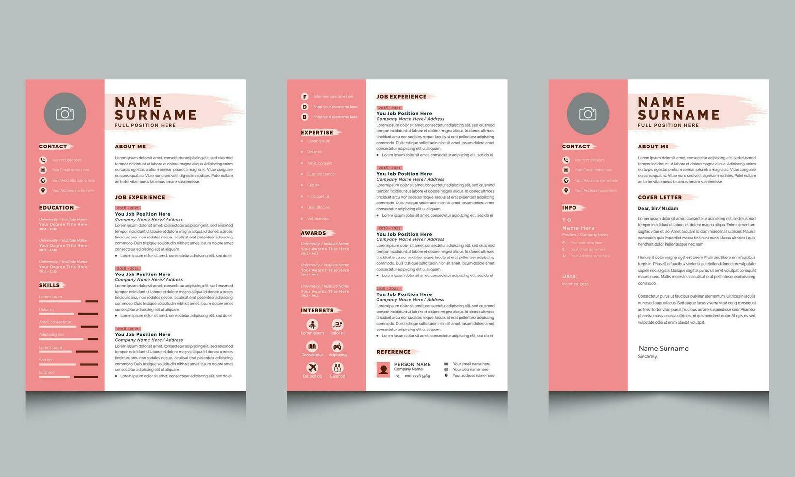 Creative Resume Templates Layout with Vector CV