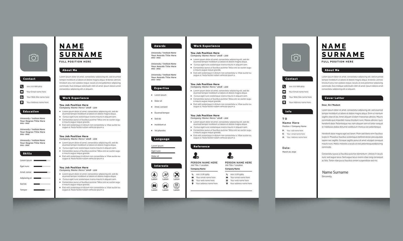 Minimal Resume and Business Resume Template vector