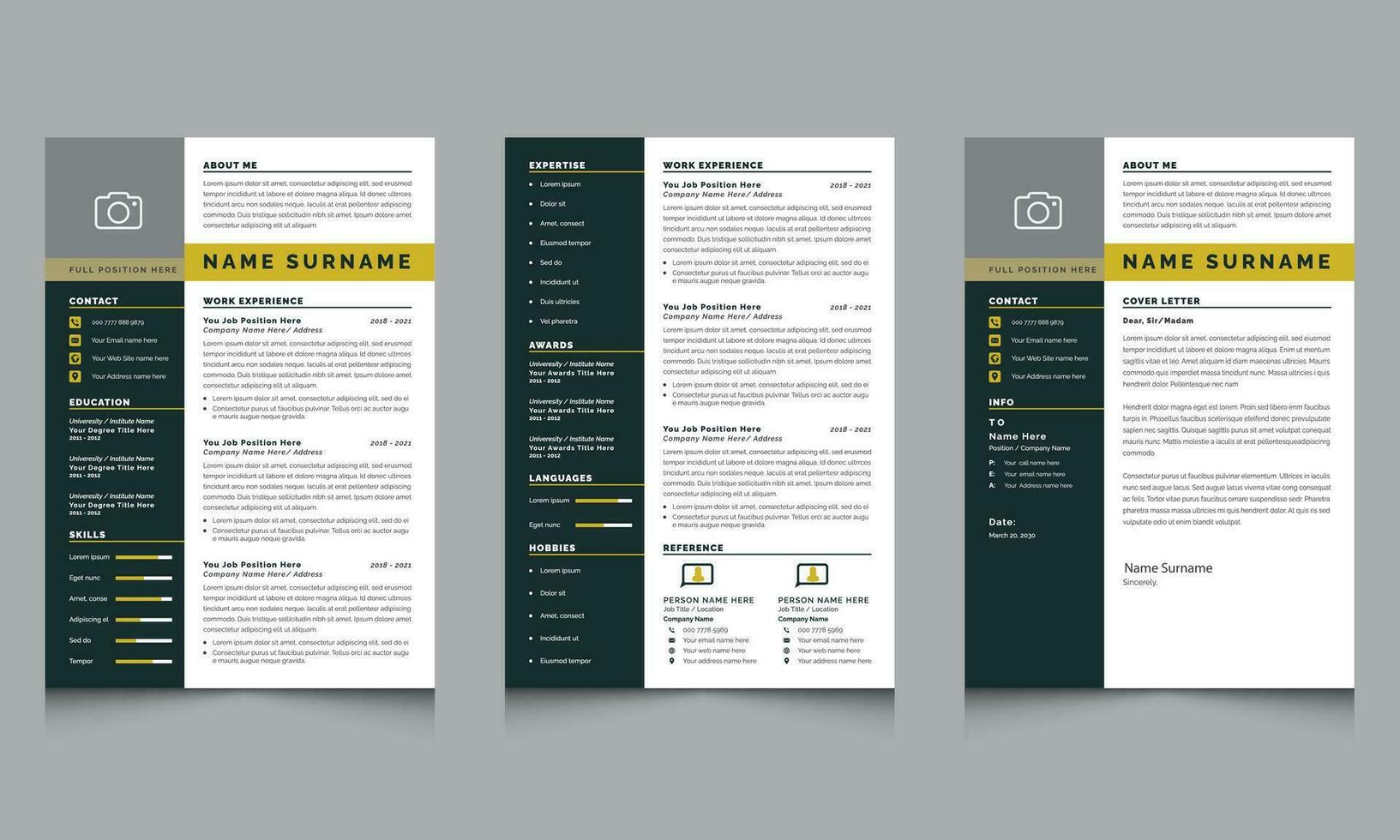 Digital Marketer Resume Design Template and Cover Letter vector