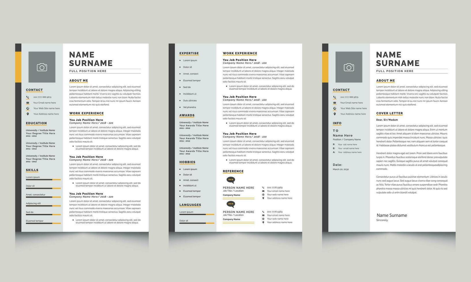 Creative Resume and Cover Letter Layout Design vector