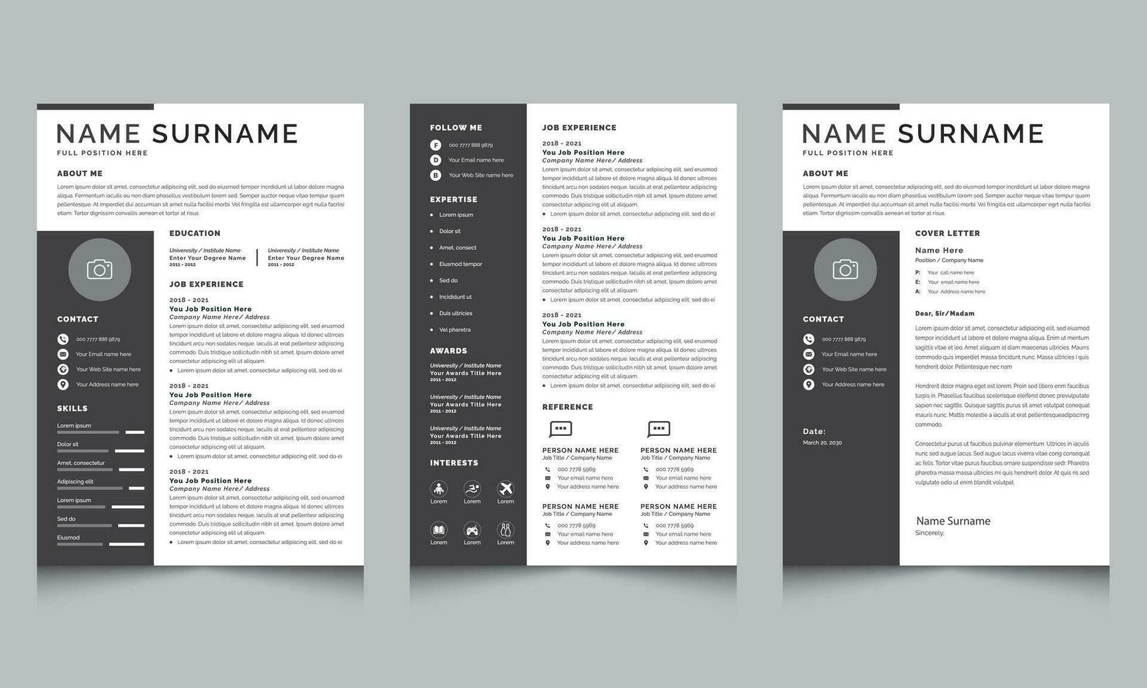 Clean and Professional Resume Layout and CV Design vector