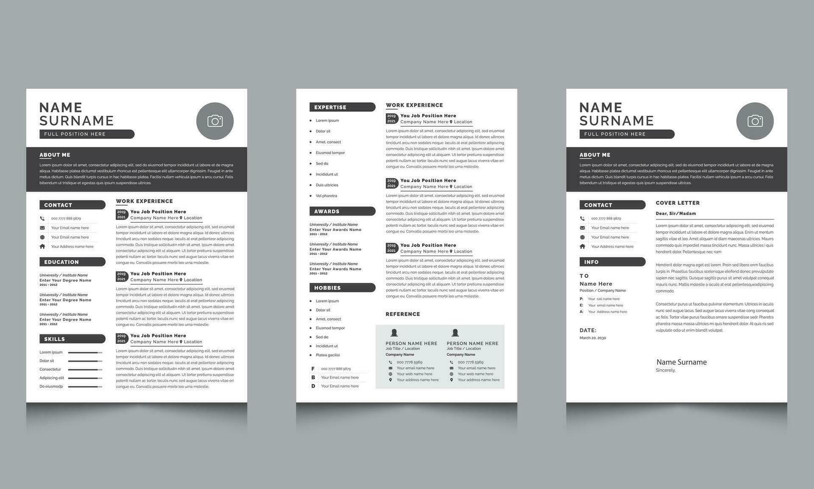 Modern Resume Layout with Cv Element vector