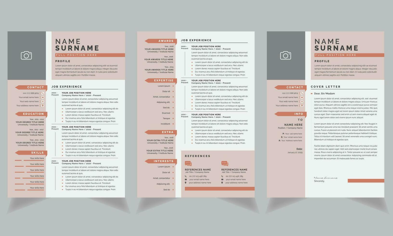 Clean and Professional Resume Layout Elements vector