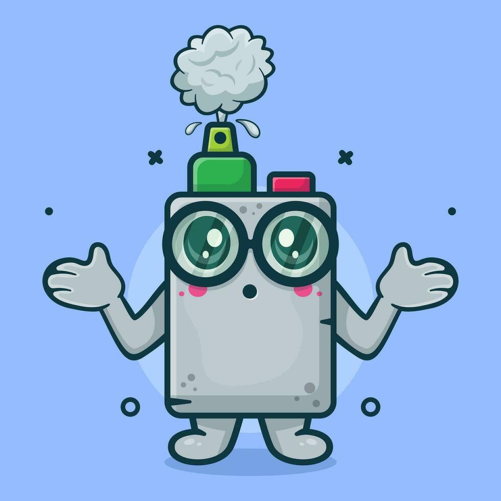 funny vape electronic cigarette character mascot with confused gesture isolated cartoon in flat style design vector