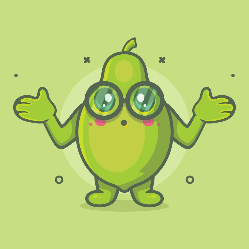 cute papaya fruit character mascot confused gesture isolated cartoon in flat style design vector