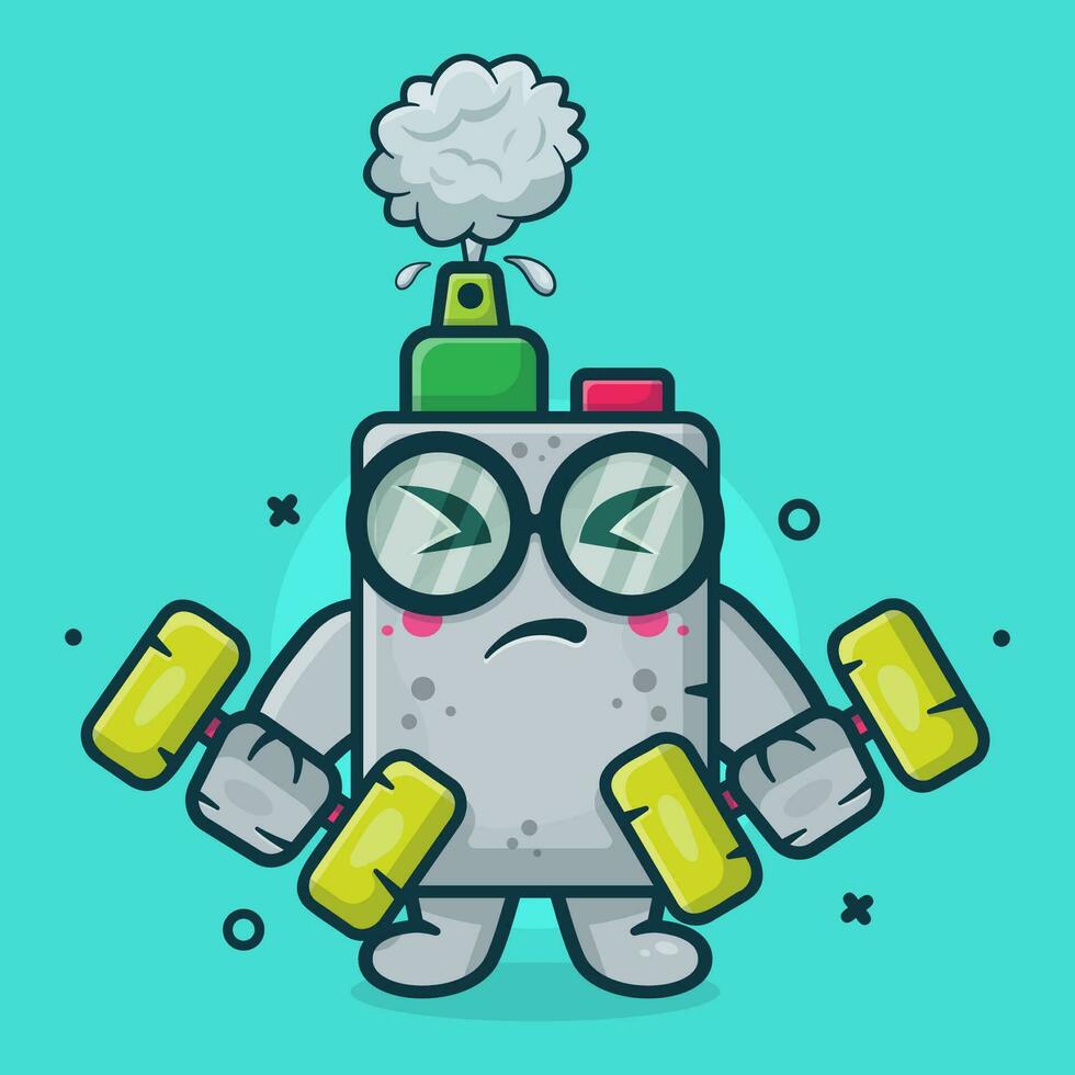 cute vape electronic cigarette character mascot doing bodybuilding using dumbbell isolated cartoon in flat style design vector