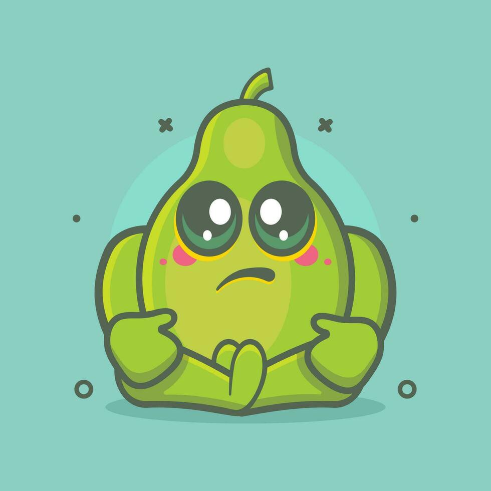 kawaii papaya fruit character mascot with sad expression isolated cartoon in flat style design vector