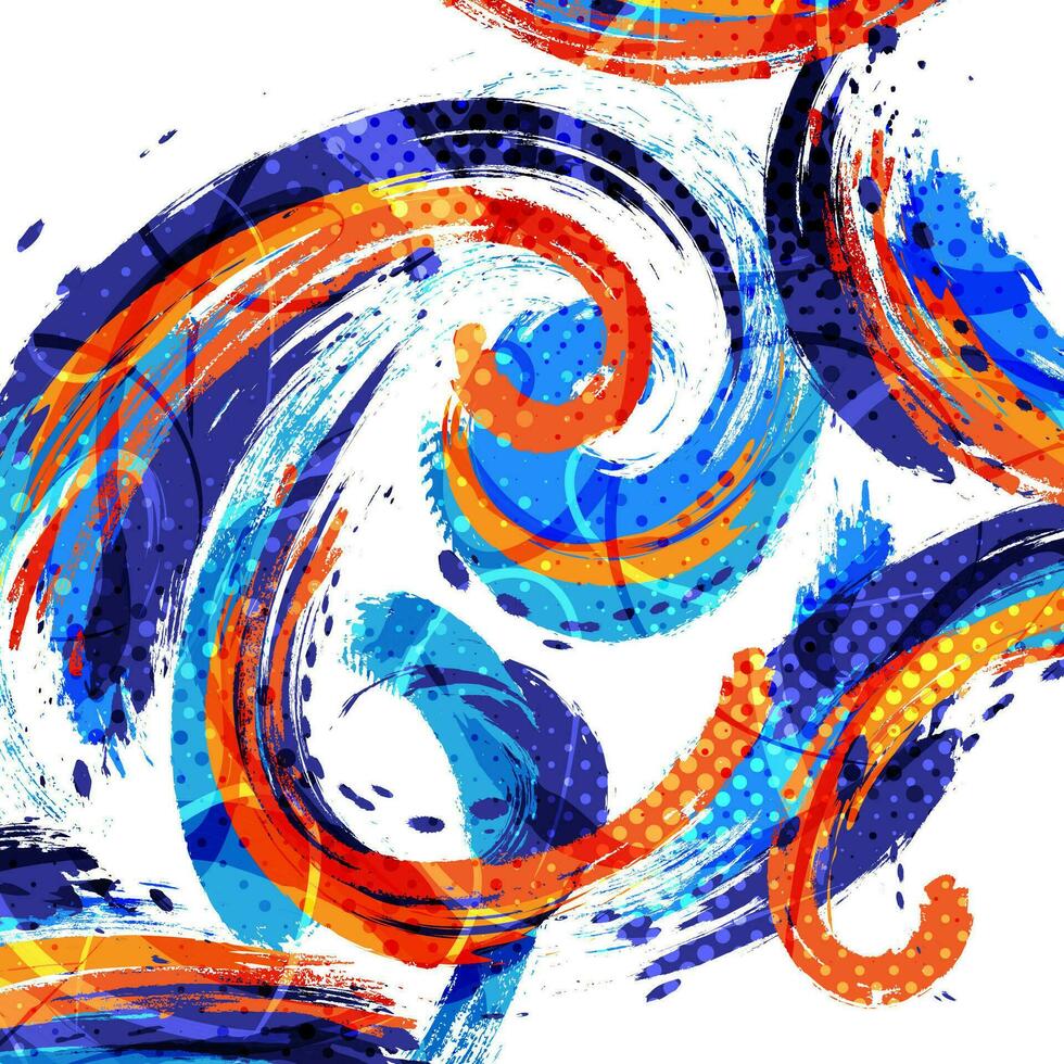 Abstract and Colorful Brush Background. Blue and Orange Grunge Background. Sport Banner. Brush Stroke Illustration. Scratch and Texture Elements For Design vector