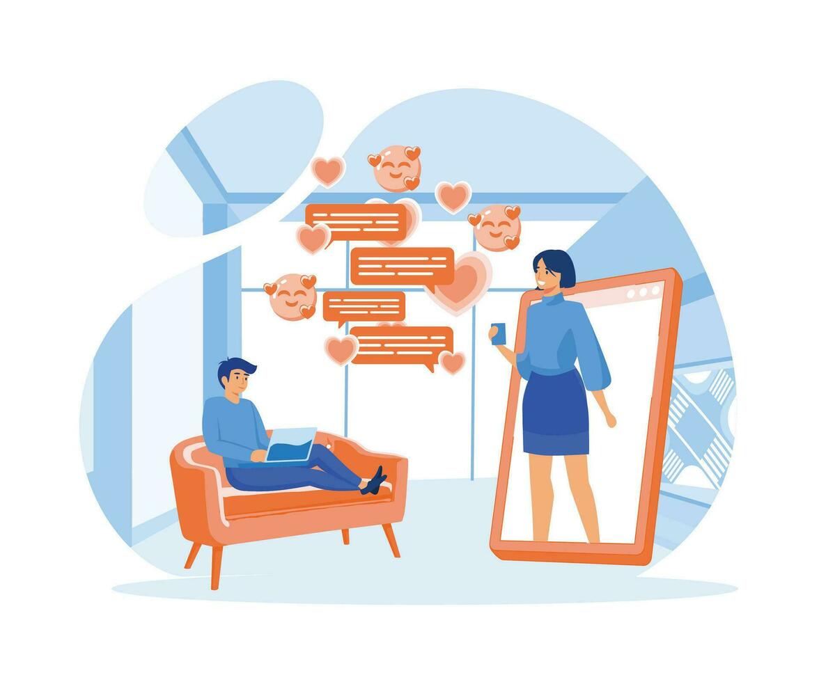 Dating app and virtual relationship chat bubble. flat vector modern illustration