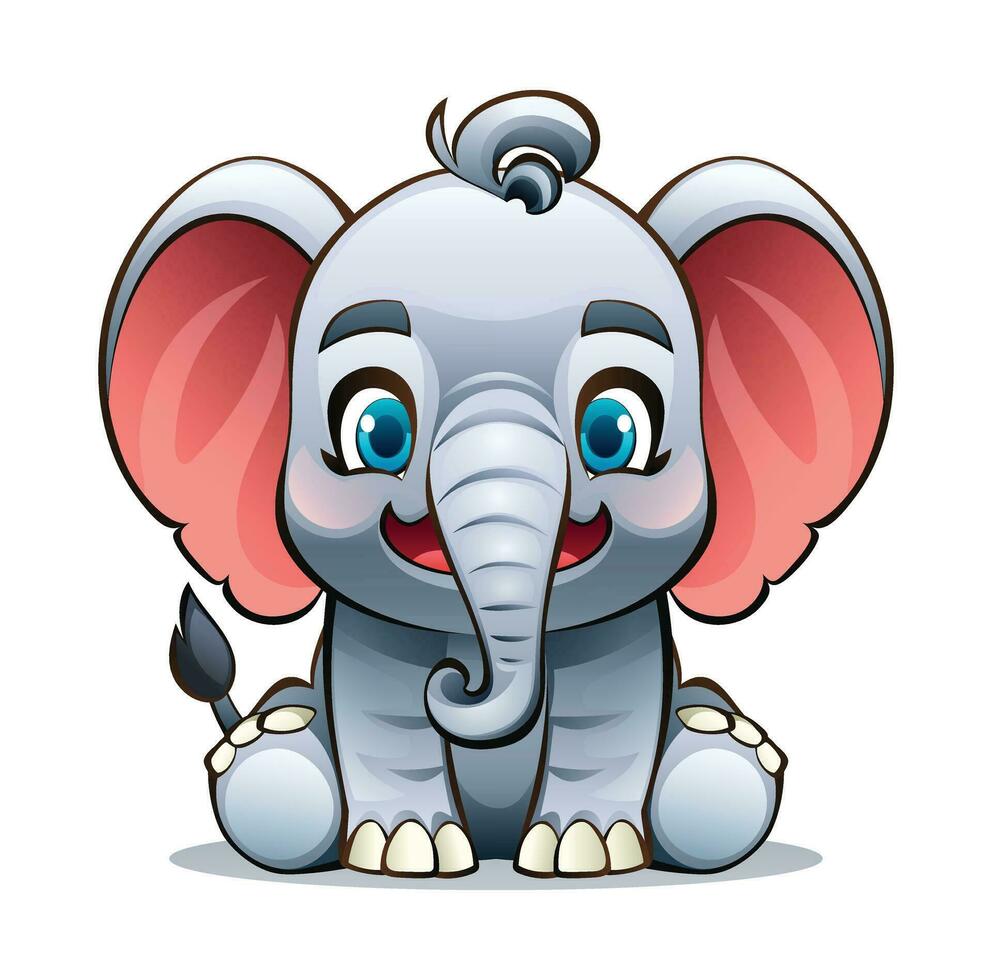 linda dibujos animados elefante sesión. vector personaje ilustración