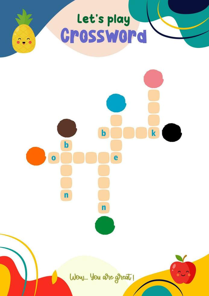 crossword game for pre-schoolers with interesting pictures vector