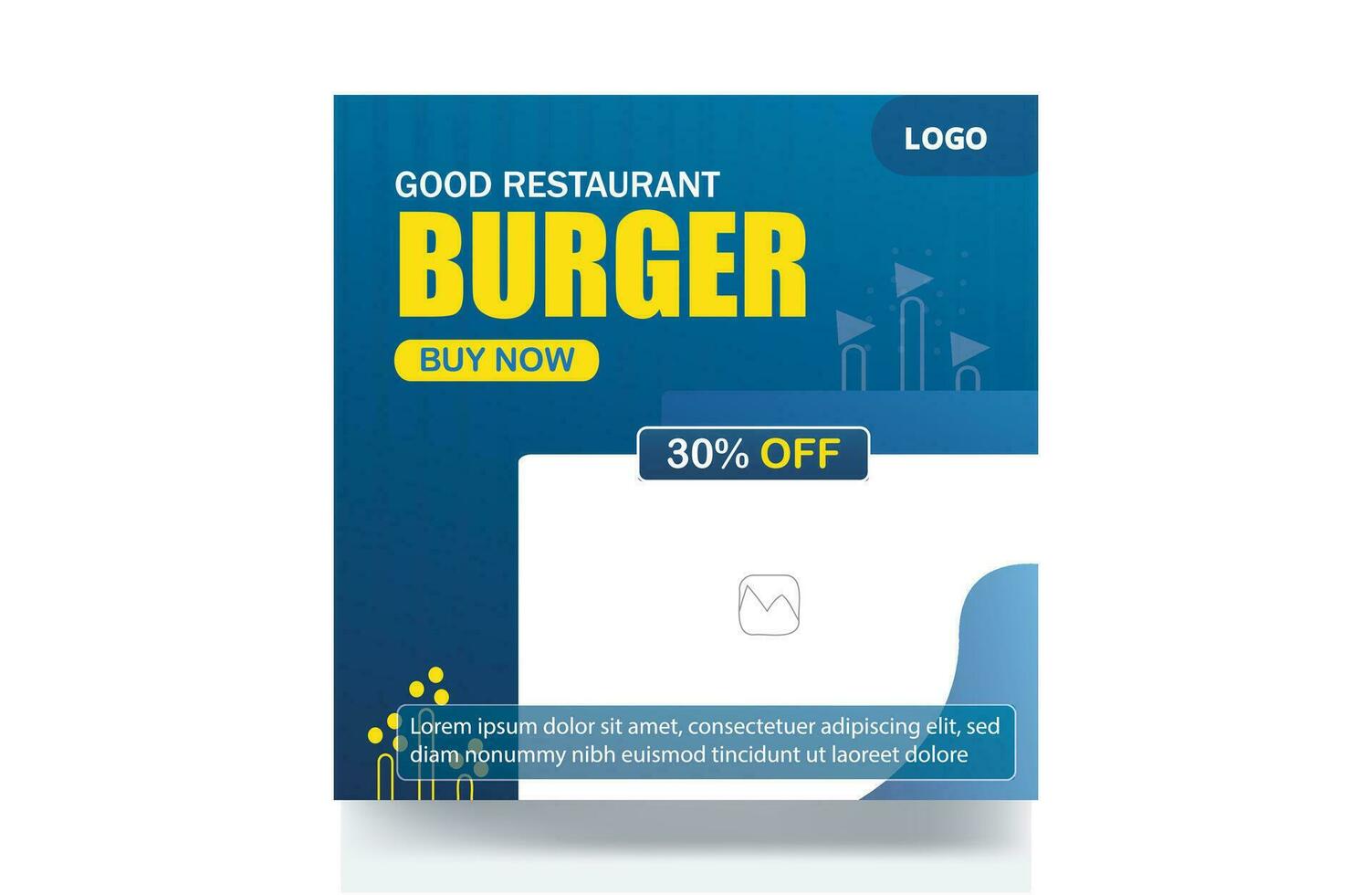 Food menu banner social media post burger restaurant design template vector