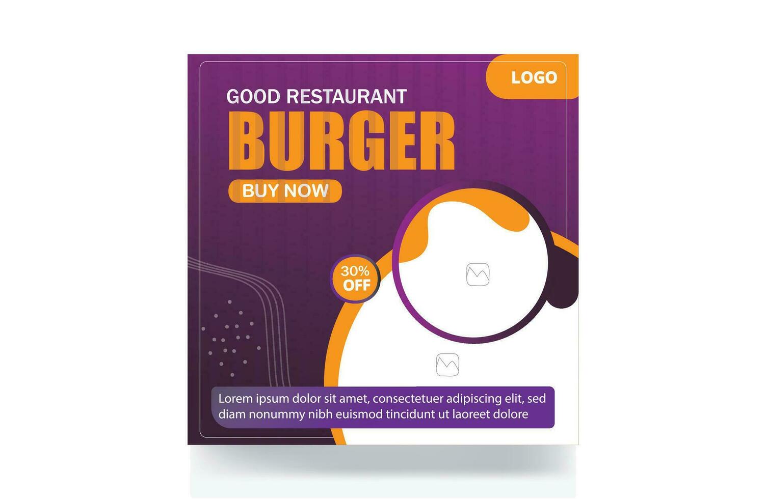 Food menu banner social media post burger restaurant design template vector