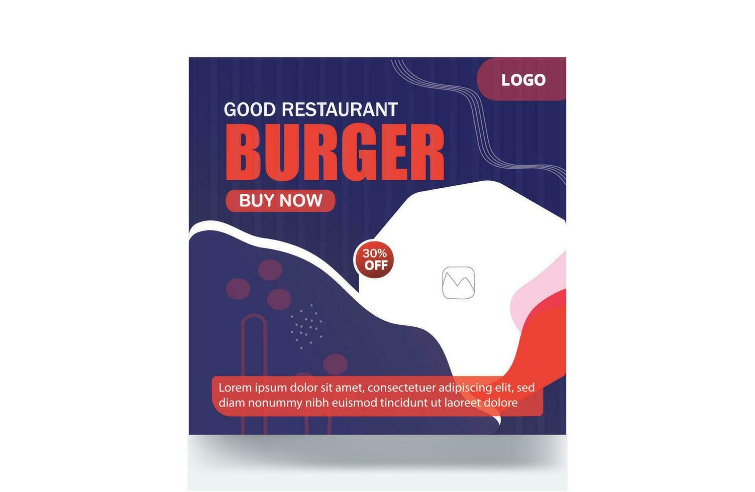 Food menu banner social media post burger restaurant design template vector