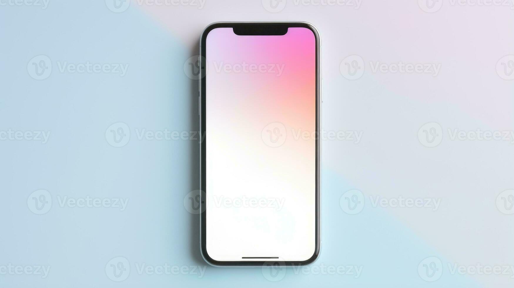 Top view smartphone template over workspace. AI Generative photo