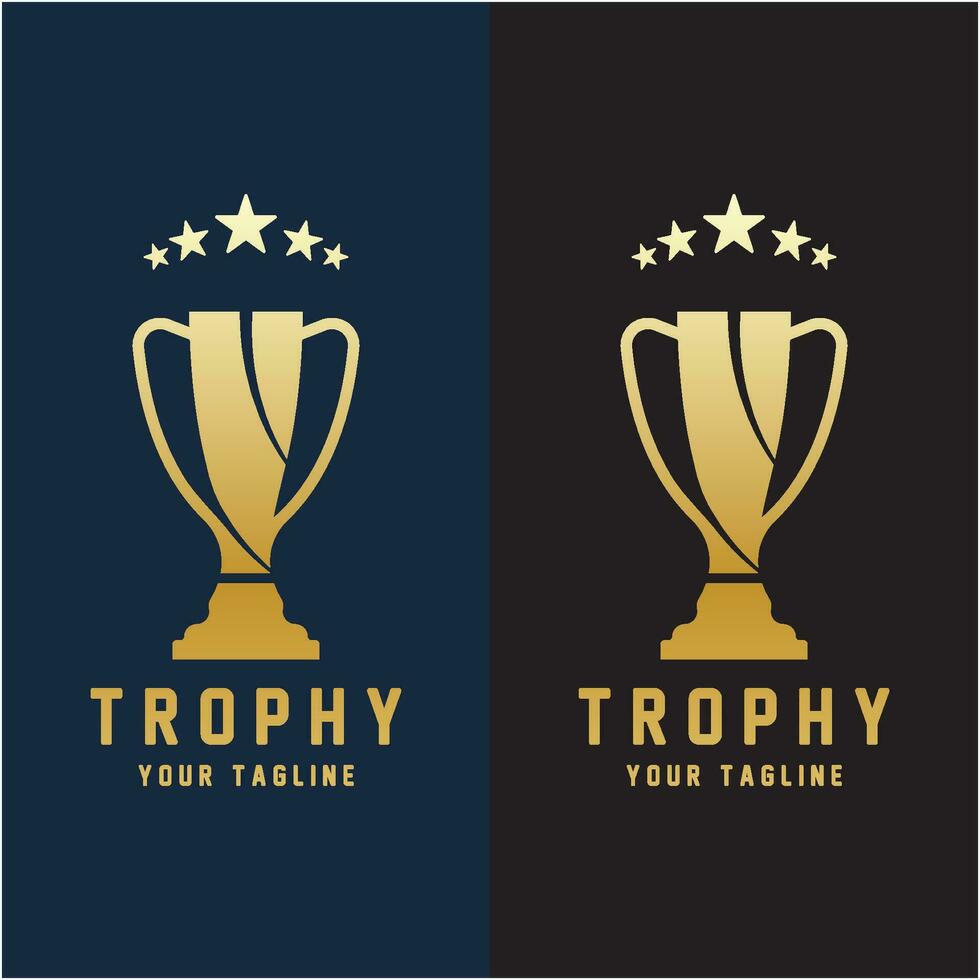 Trophy Logo Design, Award Winner Championship Trophy Vector, Success Brand vector