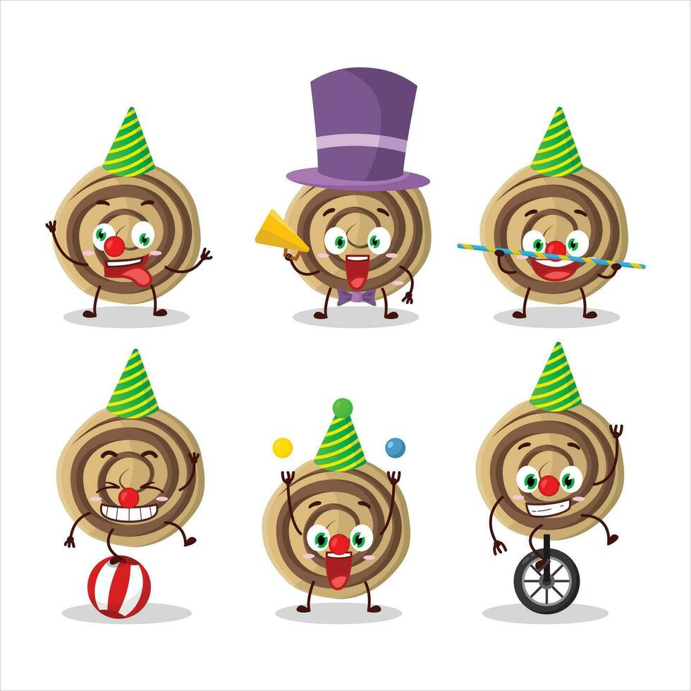 dibujos animados personaje de galletas espiral con varios circo muestra vector