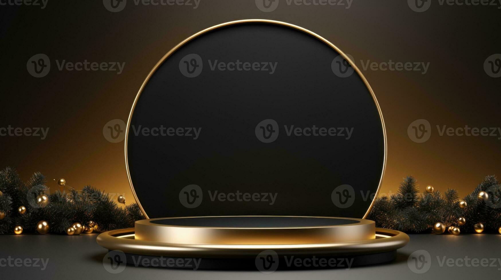 Xmas Empty podium for product display Background for presentation pedestal branding mockup. AI generative photo