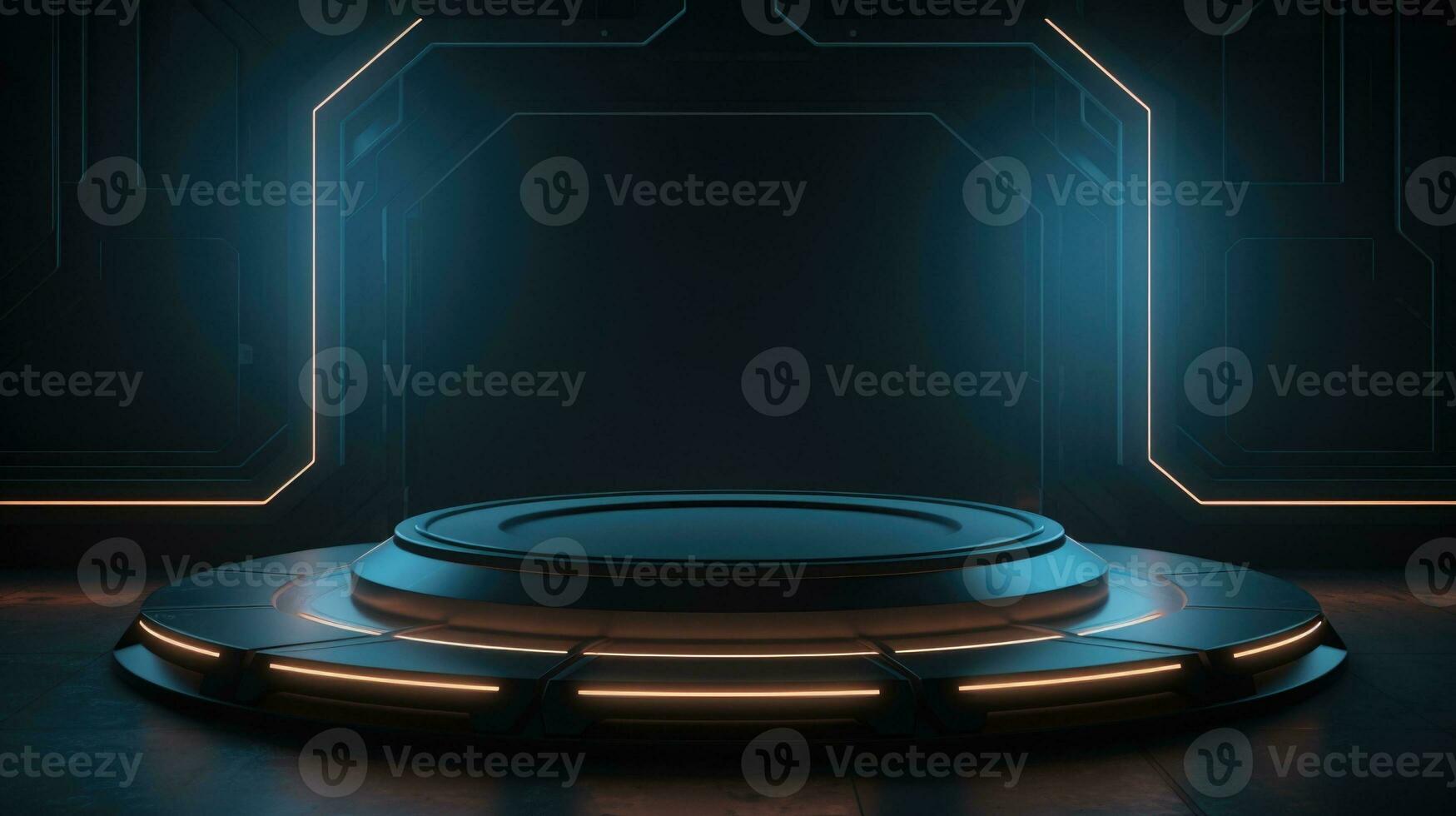 Cyberpunk Empty podium for product display Background for presentation pedestal branding mockup. AI generative photo