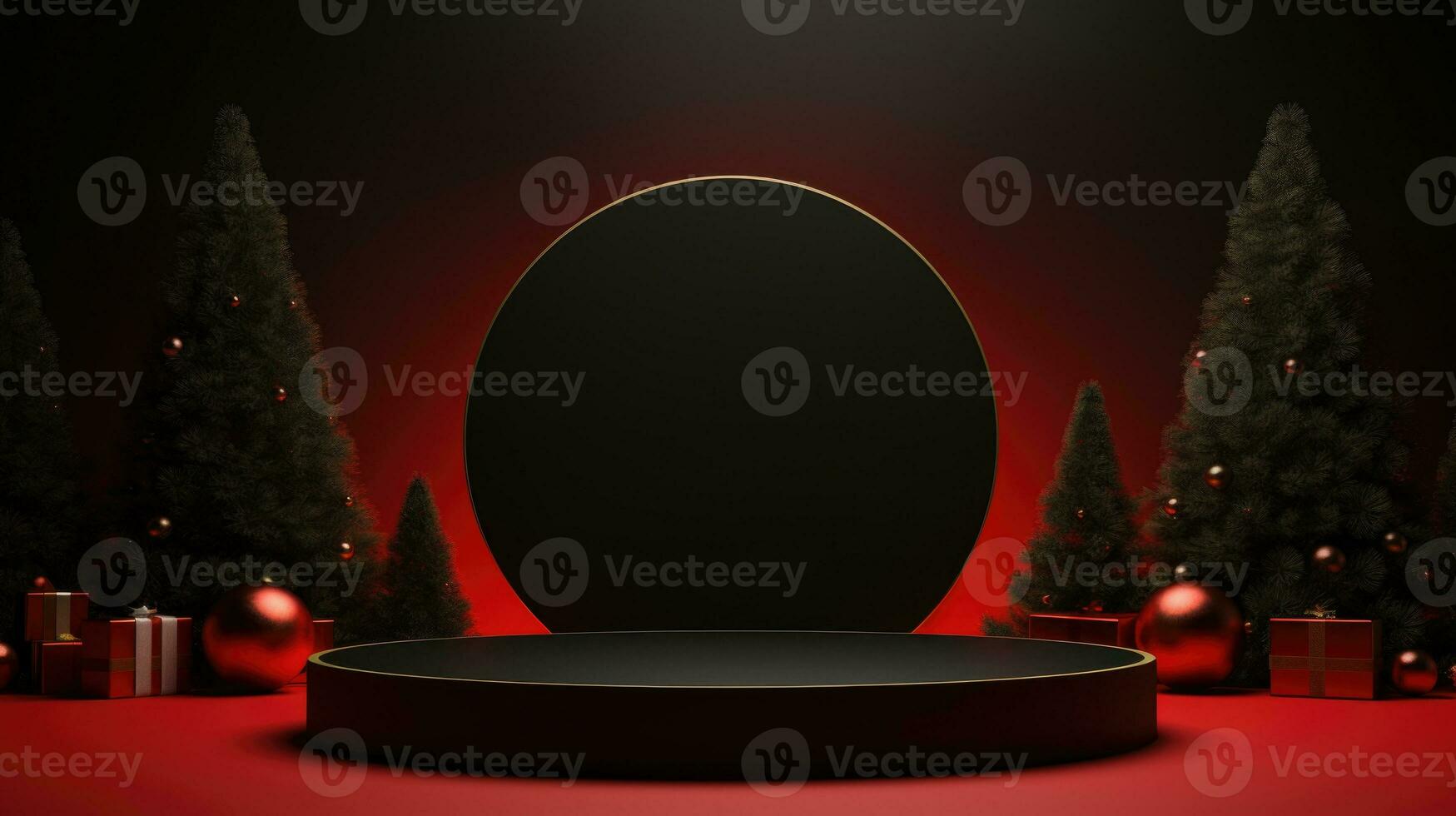 Xmas Empty podium for product display Background for presentation pedestal branding mockup. AI generative photo