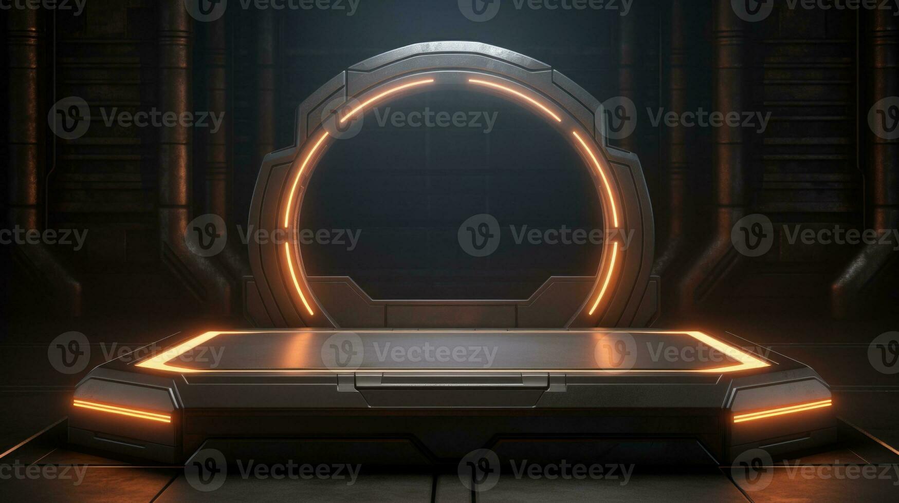 Cyberpunk Empty podium for product display Background for presentation pedestal branding mockup. AI generative photo