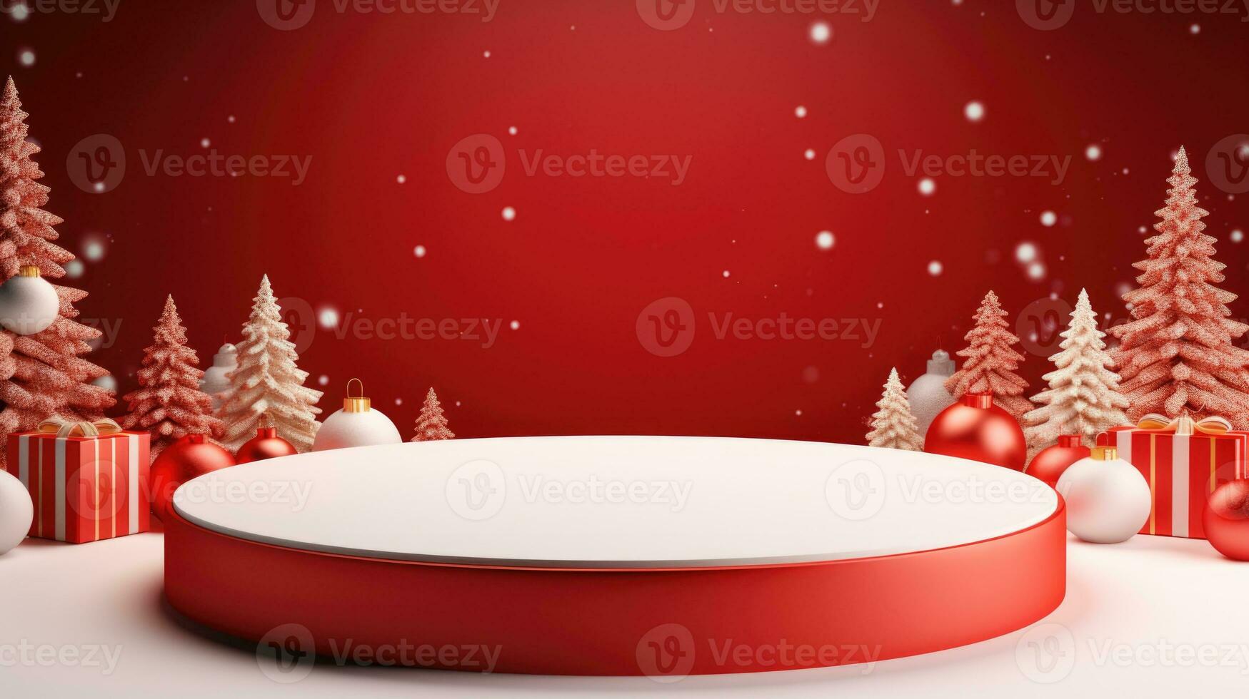 Xmas Empty podium for product display Background for presentation pedestal branding mockup. AI generative photo