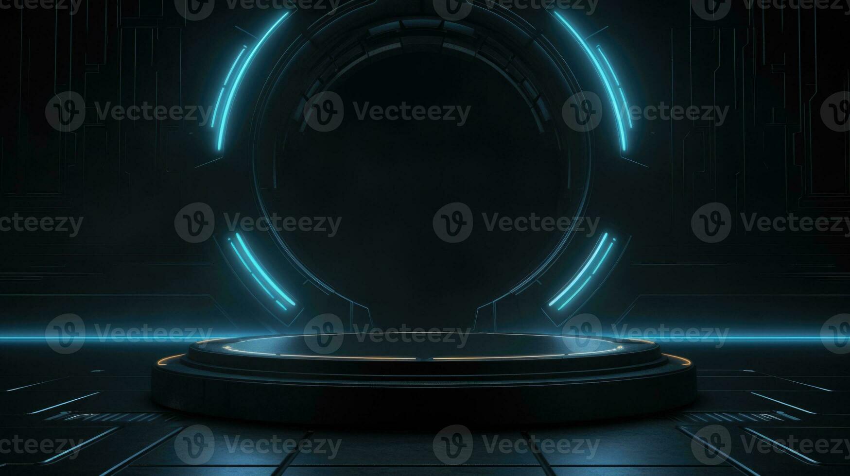 Cyberpunk Empty podium for product display Background for presentation pedestal branding mockup. AI generative photo