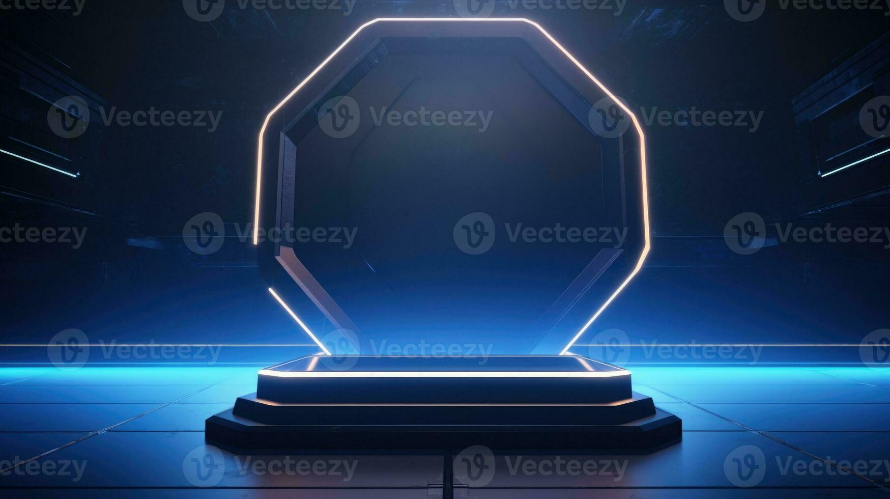 Cyberpunk Empty podium for product display Background for presentation pedestal branding mockup. AI generative photo