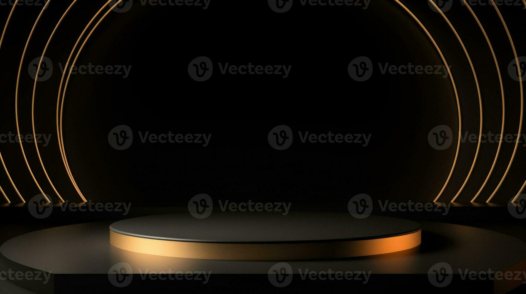 Gold Empty podium for product display Background for presentation pedestal branding mockup. AI generative photo