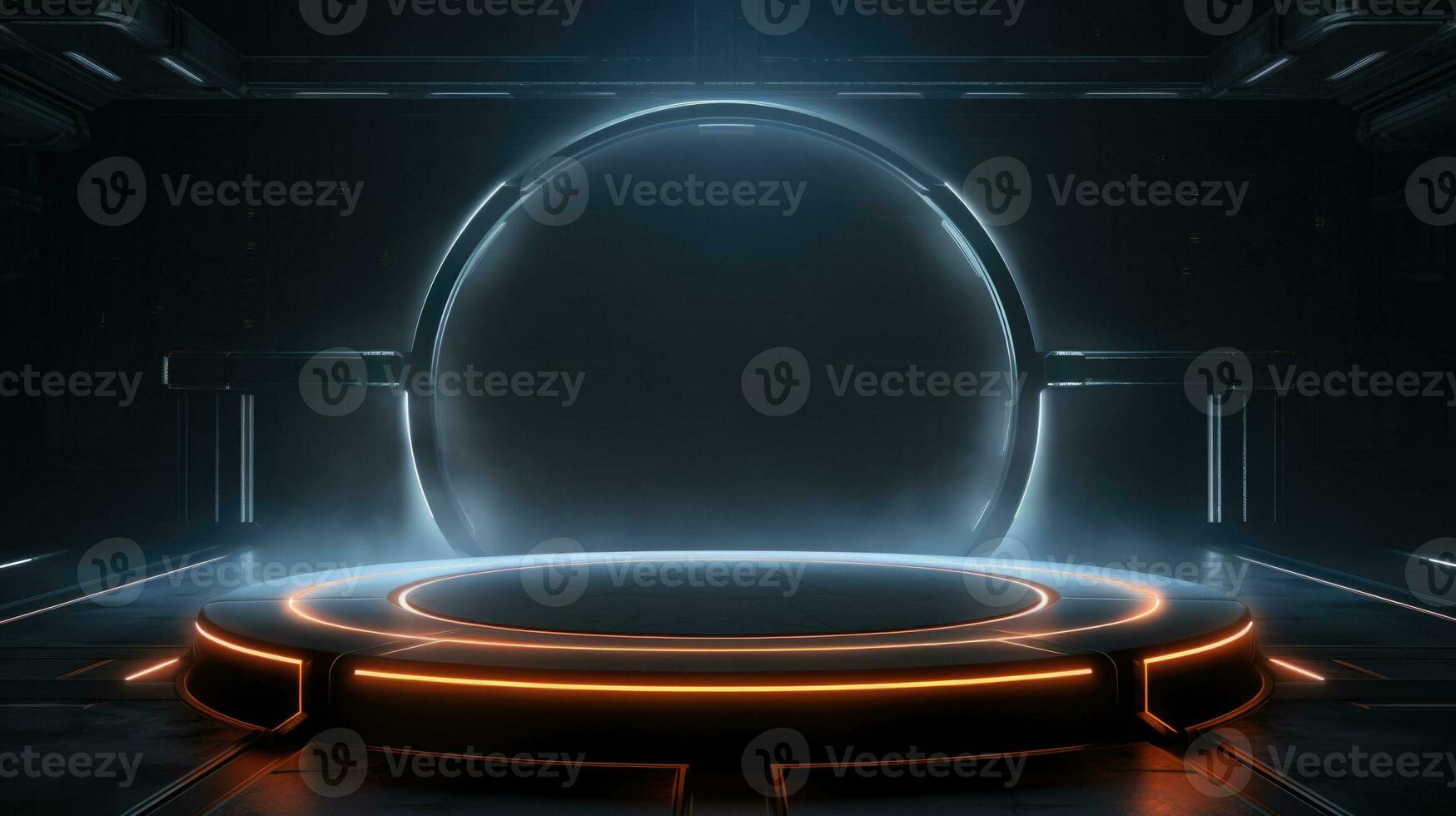 Cyberpunk Empty podium for product display Background for presentation pedestal branding mockup. AI generative photo