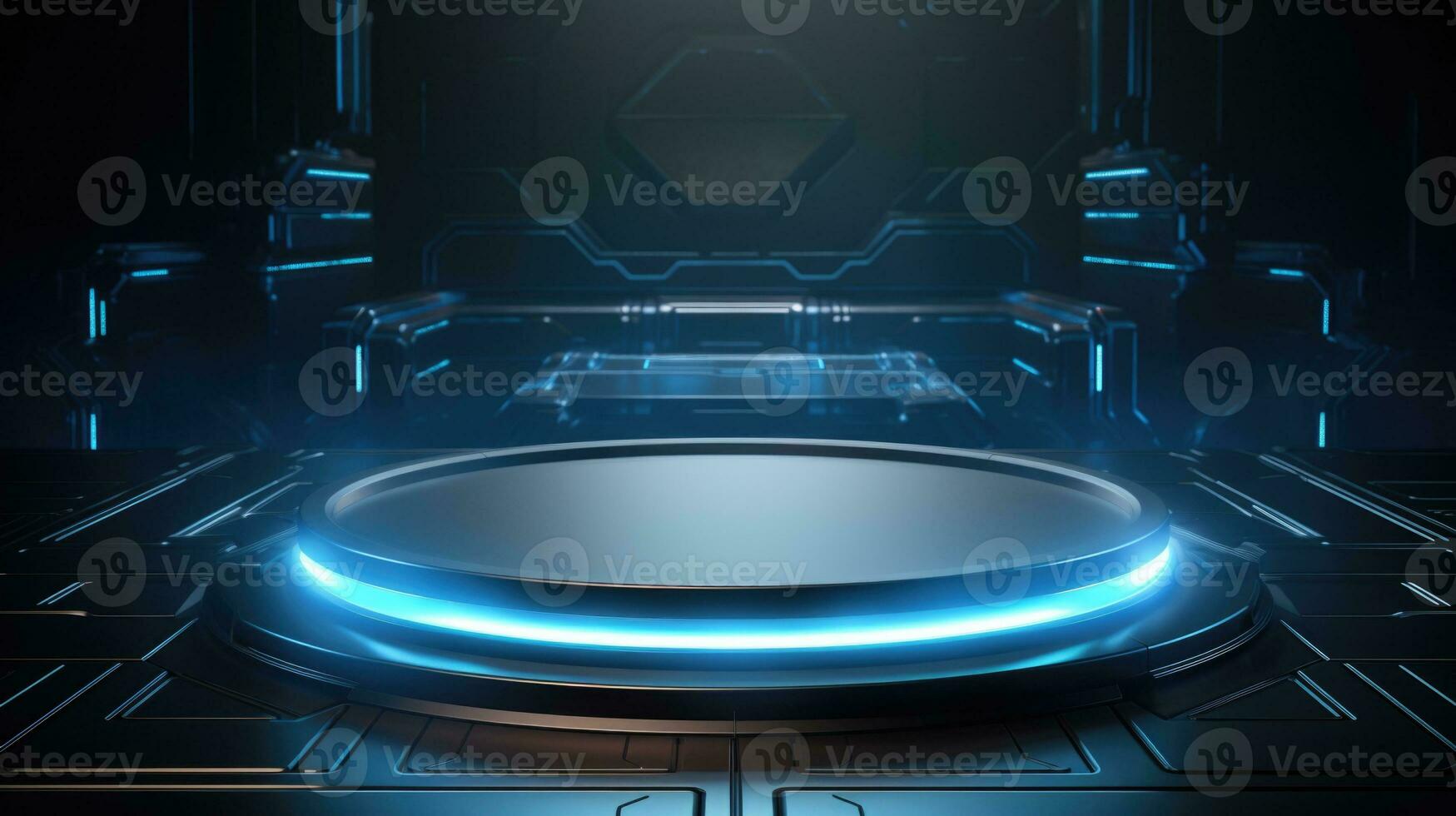 Cyberpunk Empty podium for product display Background for presentation pedestal branding mockup. AI generative photo