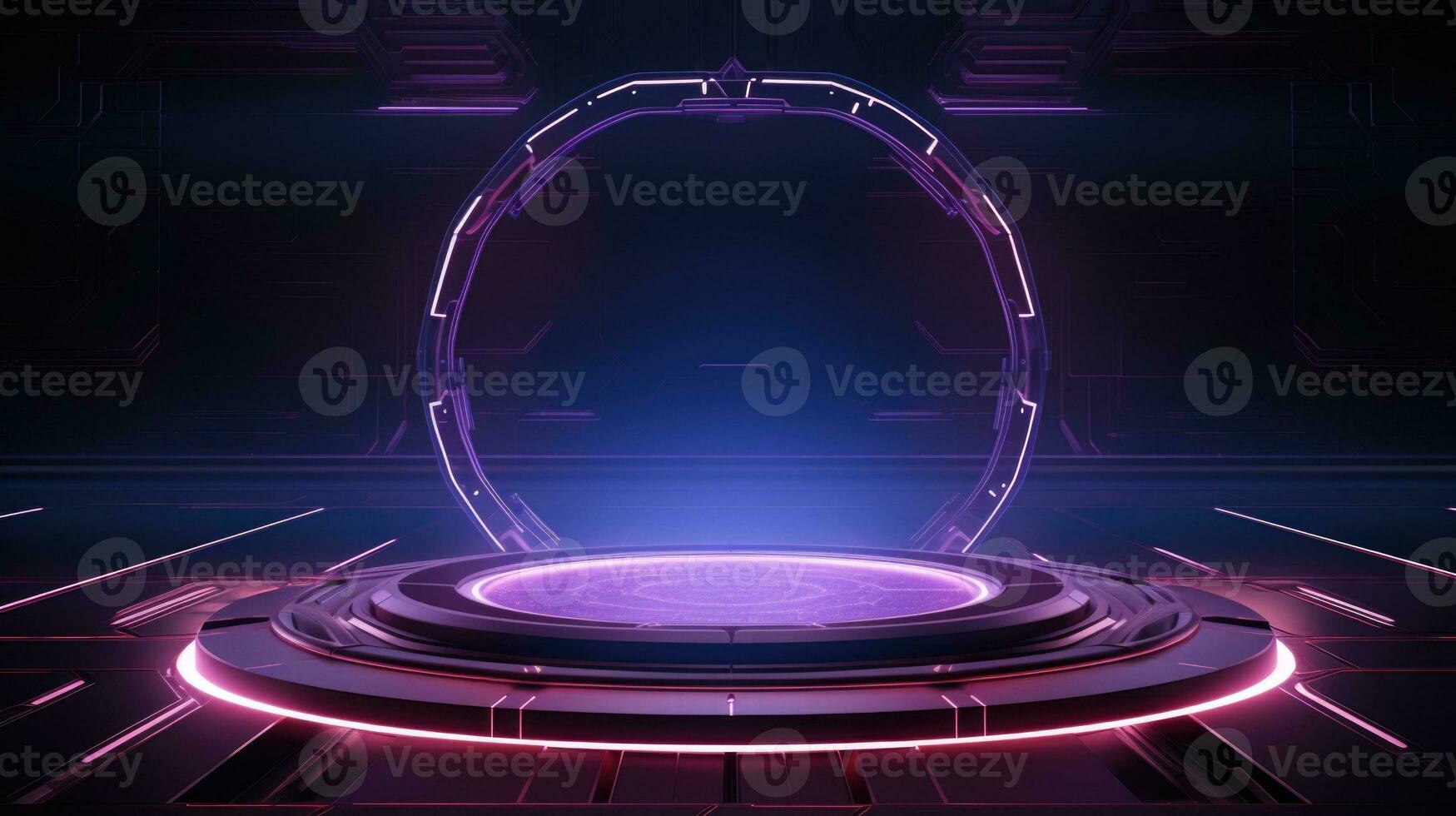 Cyberpunk Empty podium for product display Background for presentation pedestal branding mockup. AI generative photo
