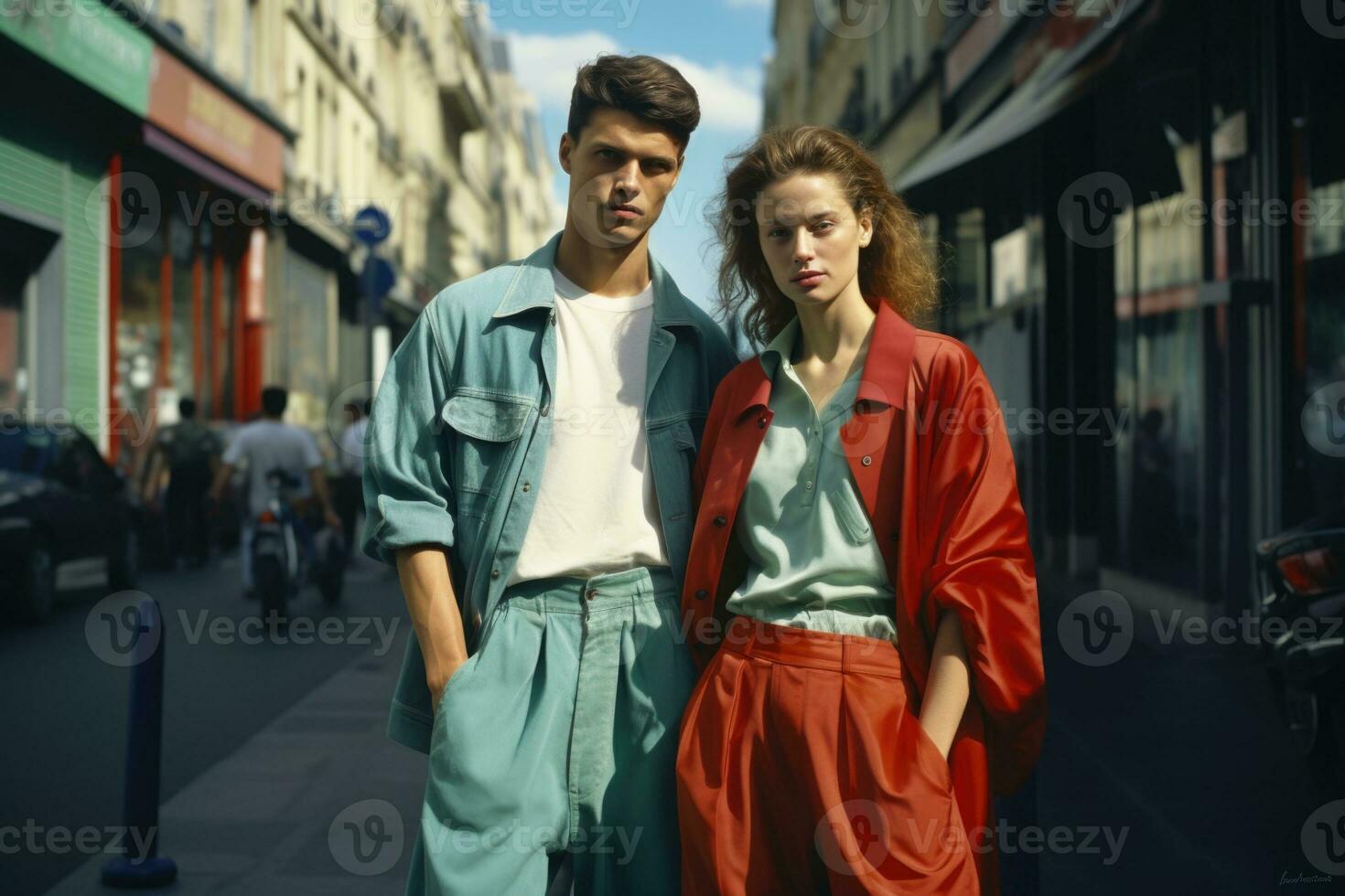 City of Love, '90s Edition A couple's Parisian escapade. AI generative photo