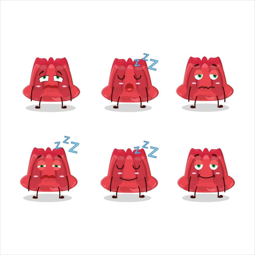 dibujos animados personaje de rojo pudín con soñoliento expresión vector