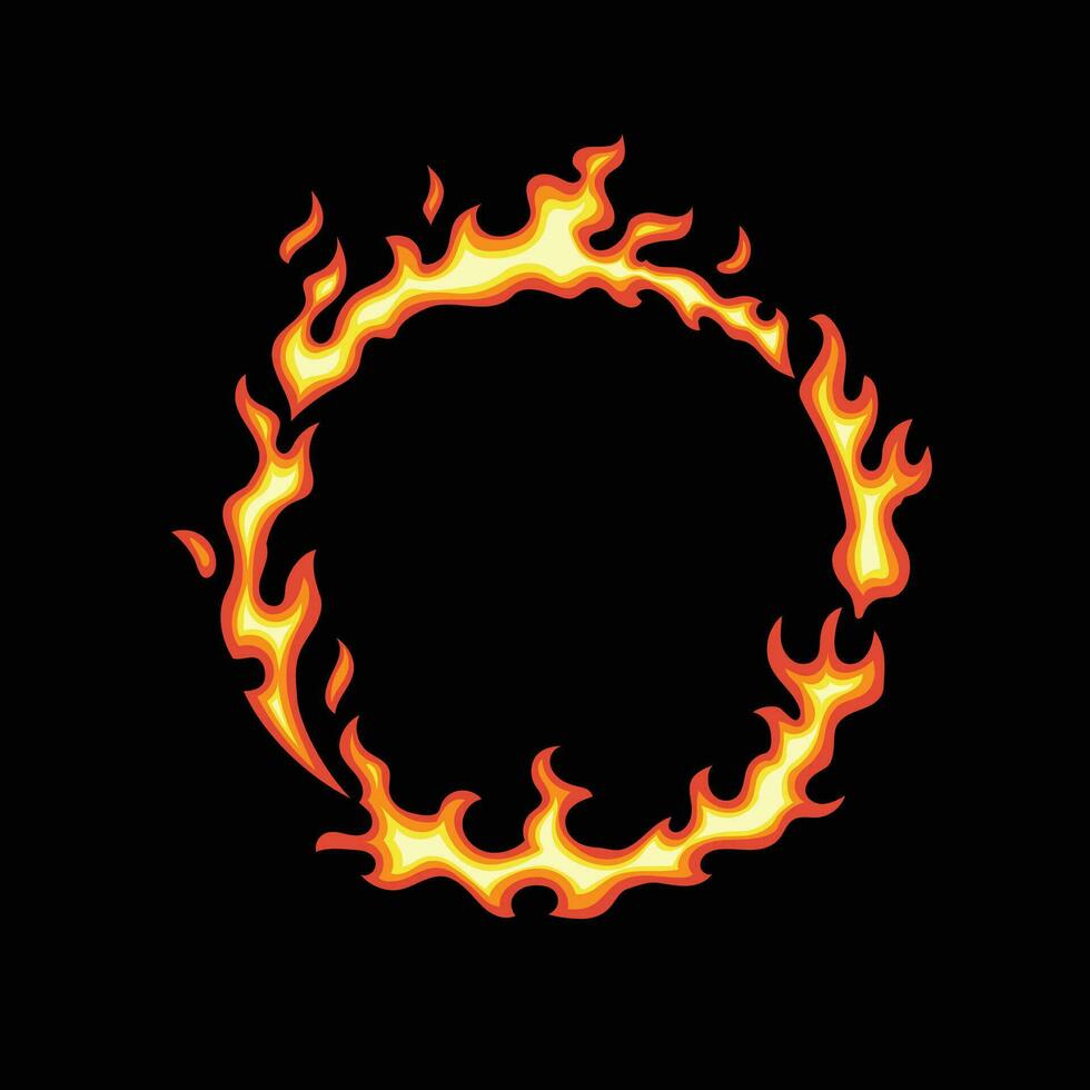 anillo de fuego aislado en negro antecedentes vector