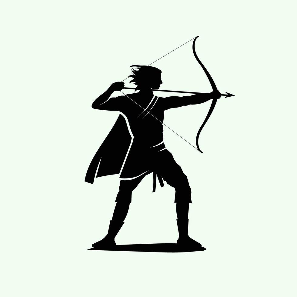 Silhouette of a fantasy man warrior archer vector