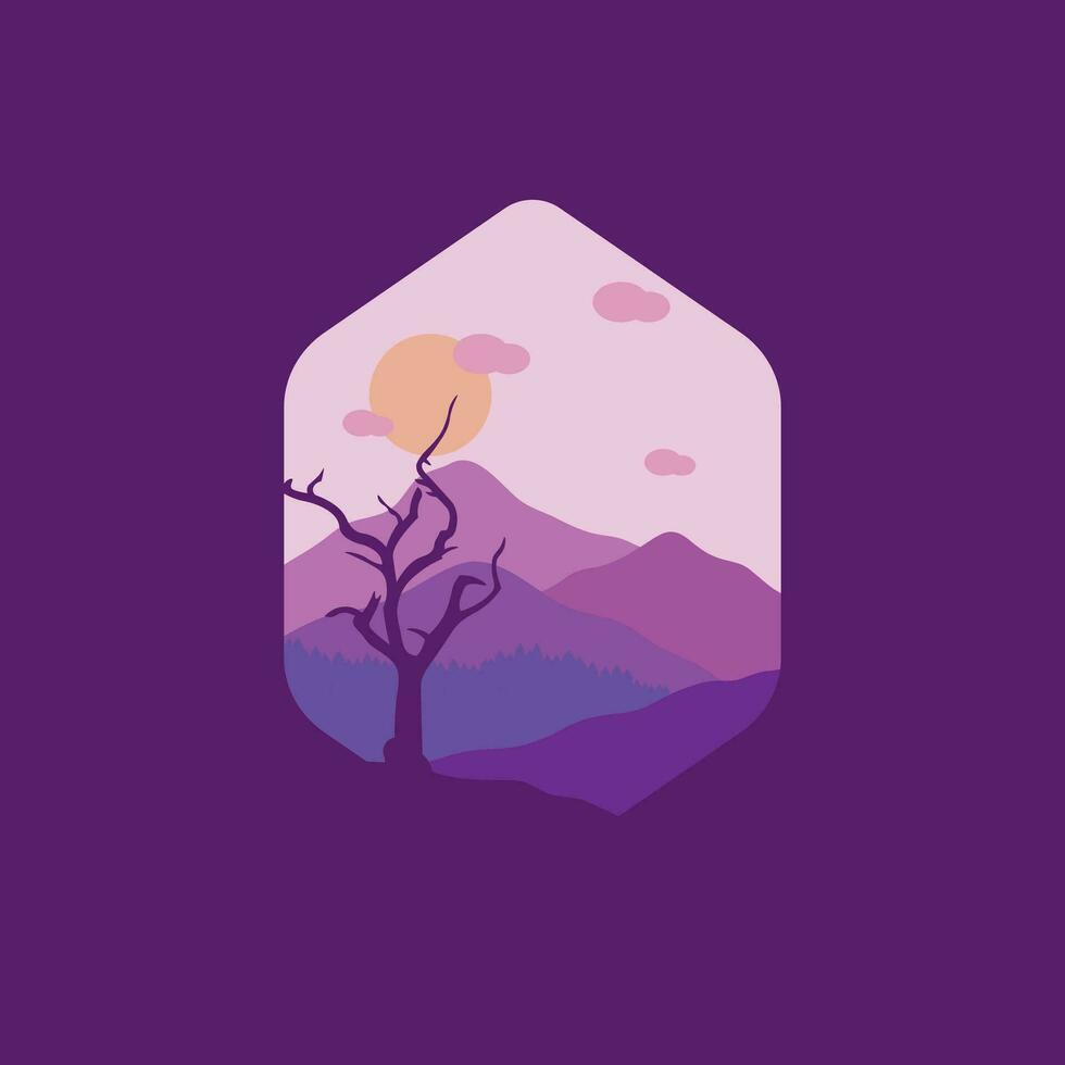 Illustrations of mountains and nature with minimalist designs are suitable for natural themes. vector