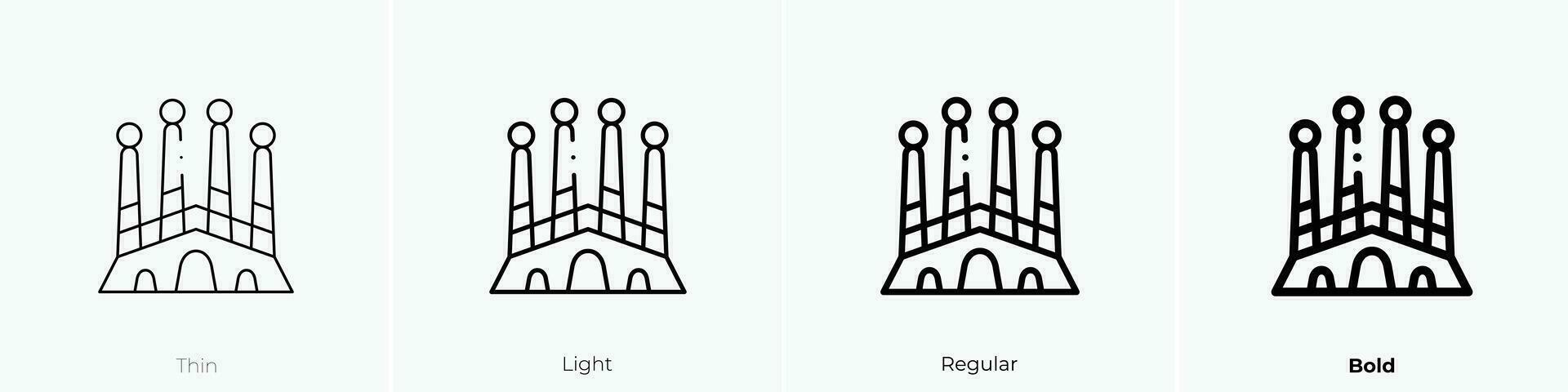 sagrada familia icon. Thin, Light, Regular And Bold style design isolated on white background vector
