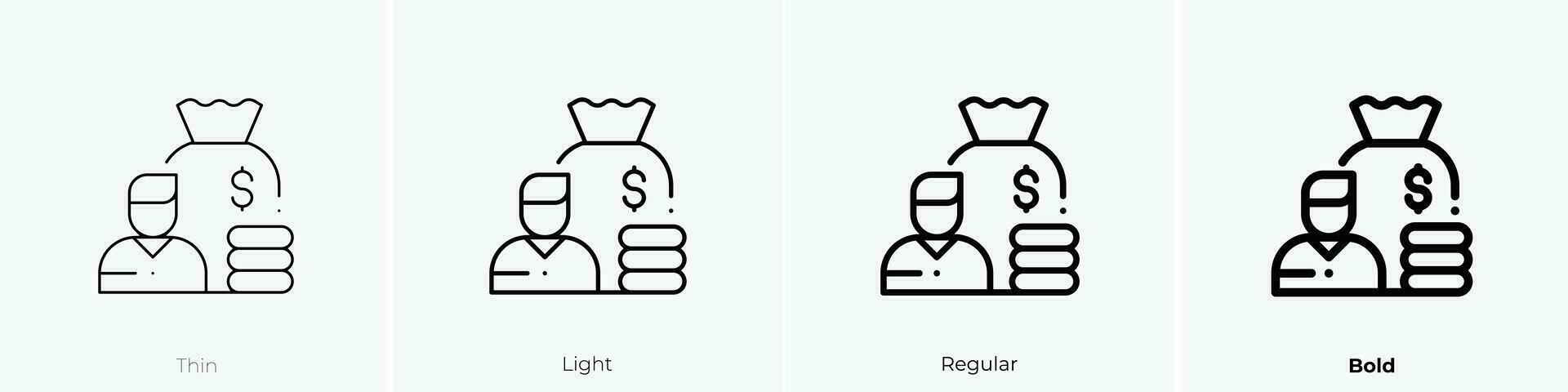 salary icon. Thin, Light, Regular And Bold style design isolated on white background vector