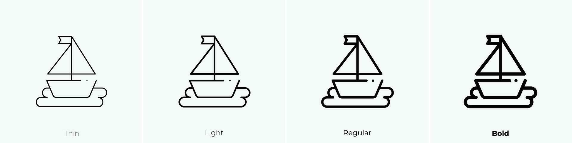 sail boat icon. Thin, Light, Regular And Bold style design isolated on white background vector