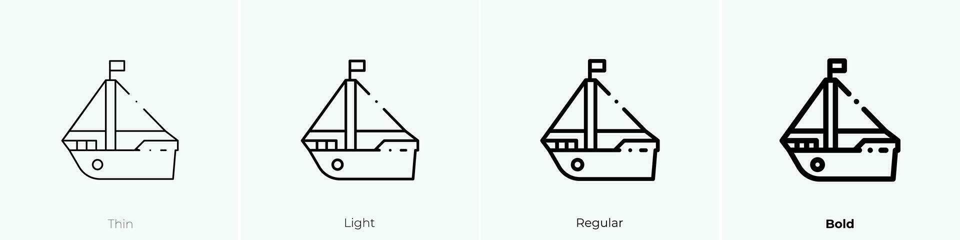 sailing icon. Thin, Light, Regular And Bold style design isolated on white background vector